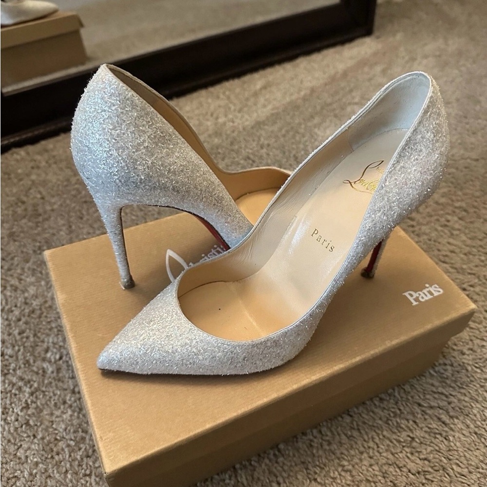 Christian Louboutin Sparkling Silver Heels